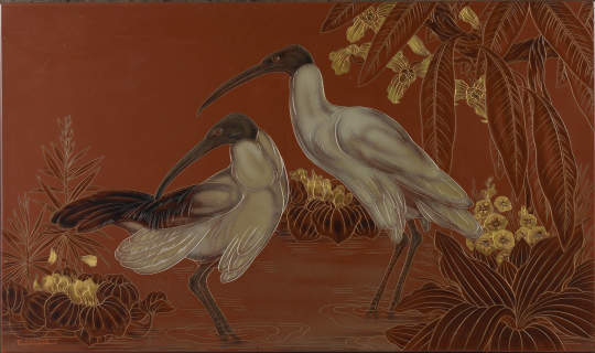 Gaston SUISSE (1896-1988) - Ibis sacré du Nil à tête noire.